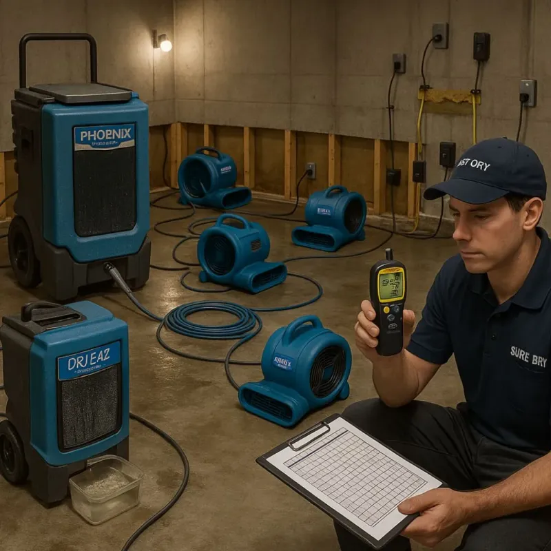 Structural Drying and Dehumidification process in Wild Peach Village, TX